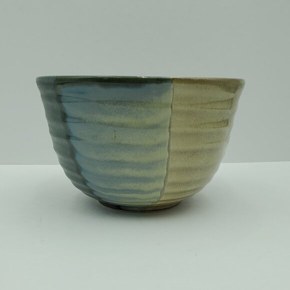 Sango Gold Dust Green Mixing Bowl 5040 Tan Beige Brown Green Ribbed Serving Bowl - Picture 3 of 8